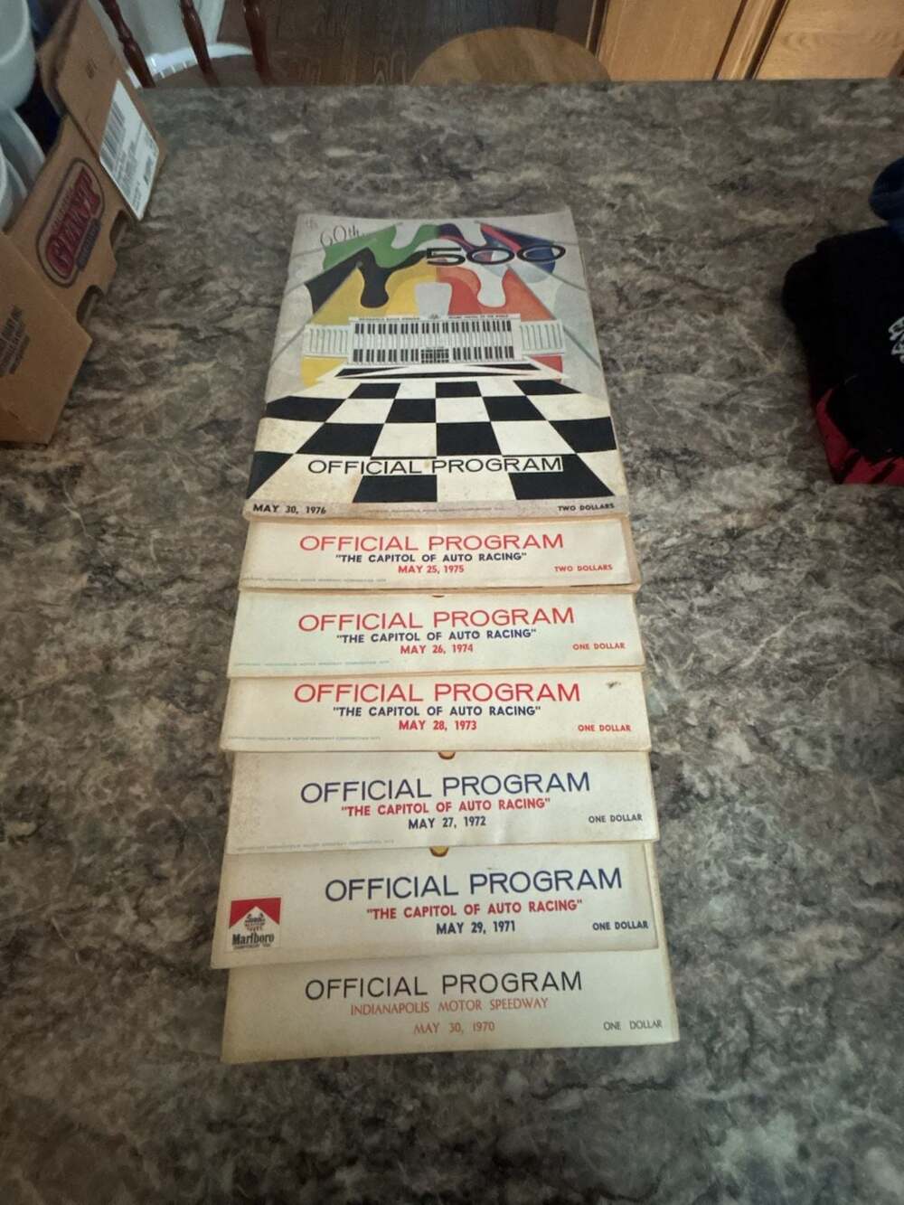 Set of 7 Vintage Indianapolis 500 Official Programs (1970-1976)